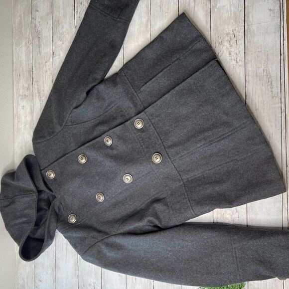 Giacca Hooded pea coat in gray with silver buttons L - Picture 3 of 8